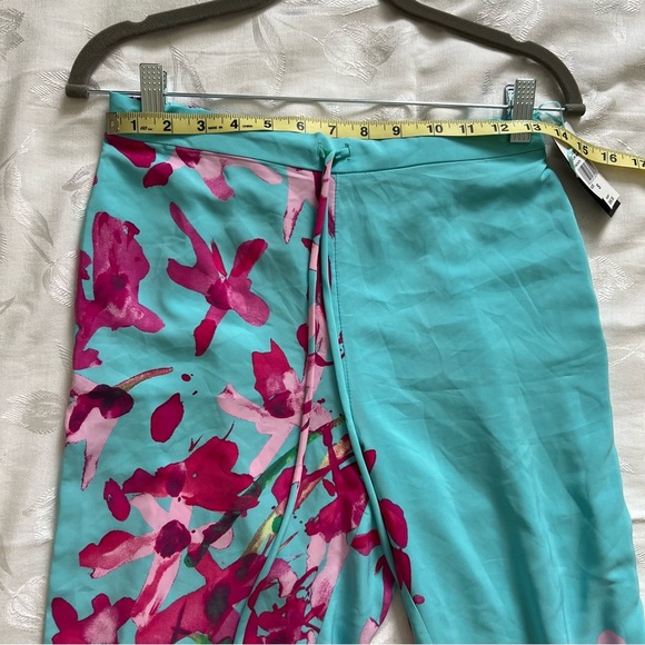 Natori Womens Pants Small Blue Pink Floral Preppy Tapered Silhouette Casual Chic - Picture 11 of 16